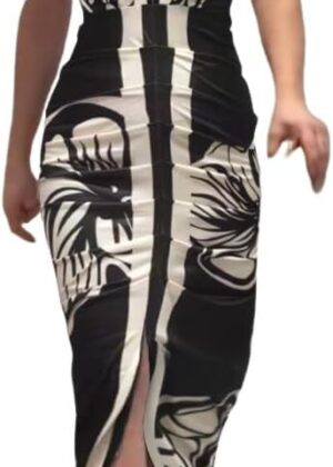 Summer Dresses for Women Floral Print Plunge V Neck Midi Dress Casual Ruched Slit Bodycon Party Dress