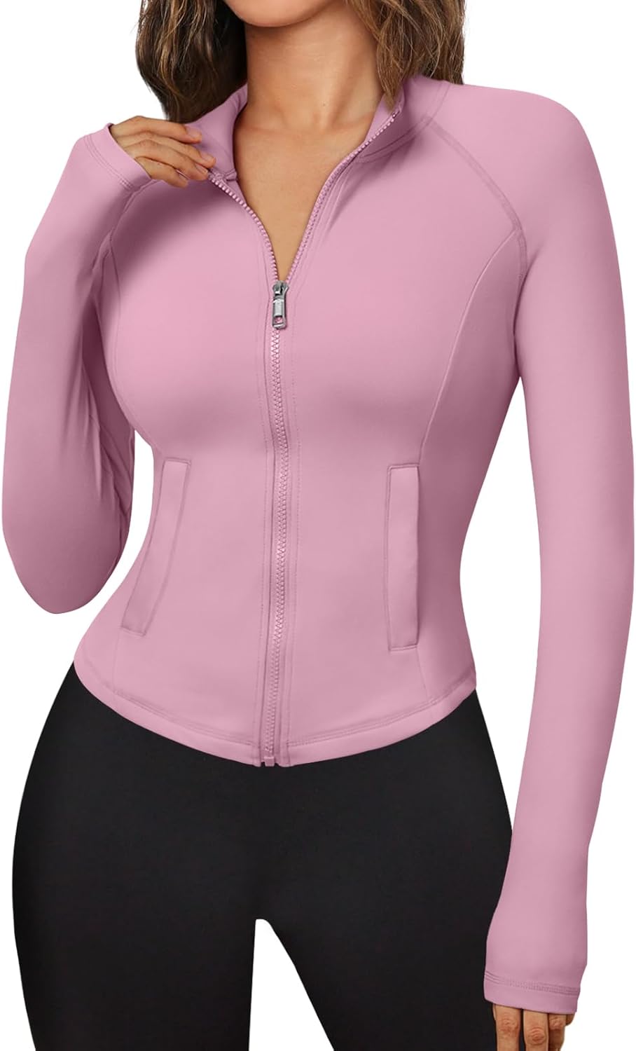 Women's Full Zip Up Scrubs Lightweight Jacket Cropped Long Sleeve Workout Sweatshirts Slim Fit Running Hoodies