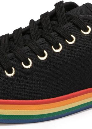 Women Low Top Canvas Shoes Lace up Fashion Sneakers Casual Comfort Walking Shoes