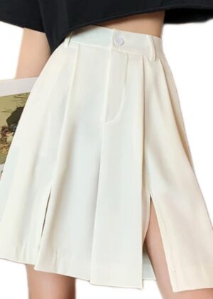 Bermuda Shorts for Women Summer Dressy Casual Elastic High Waisted Wide Leg Knee Length Shorts with Pockets