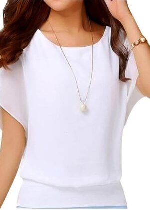 Women's Summer Loose Casual Short Sleeve Chiffon Top T-Shirt Blouse