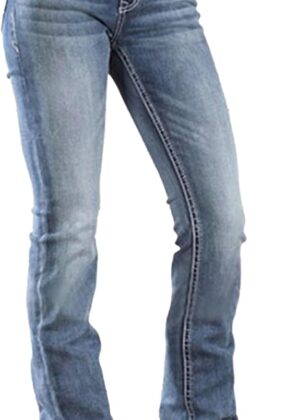 Women Jeans 90s Mid Rise Bootcut High Stretch Boot Cut Denim Pants Pantalones De Mujer