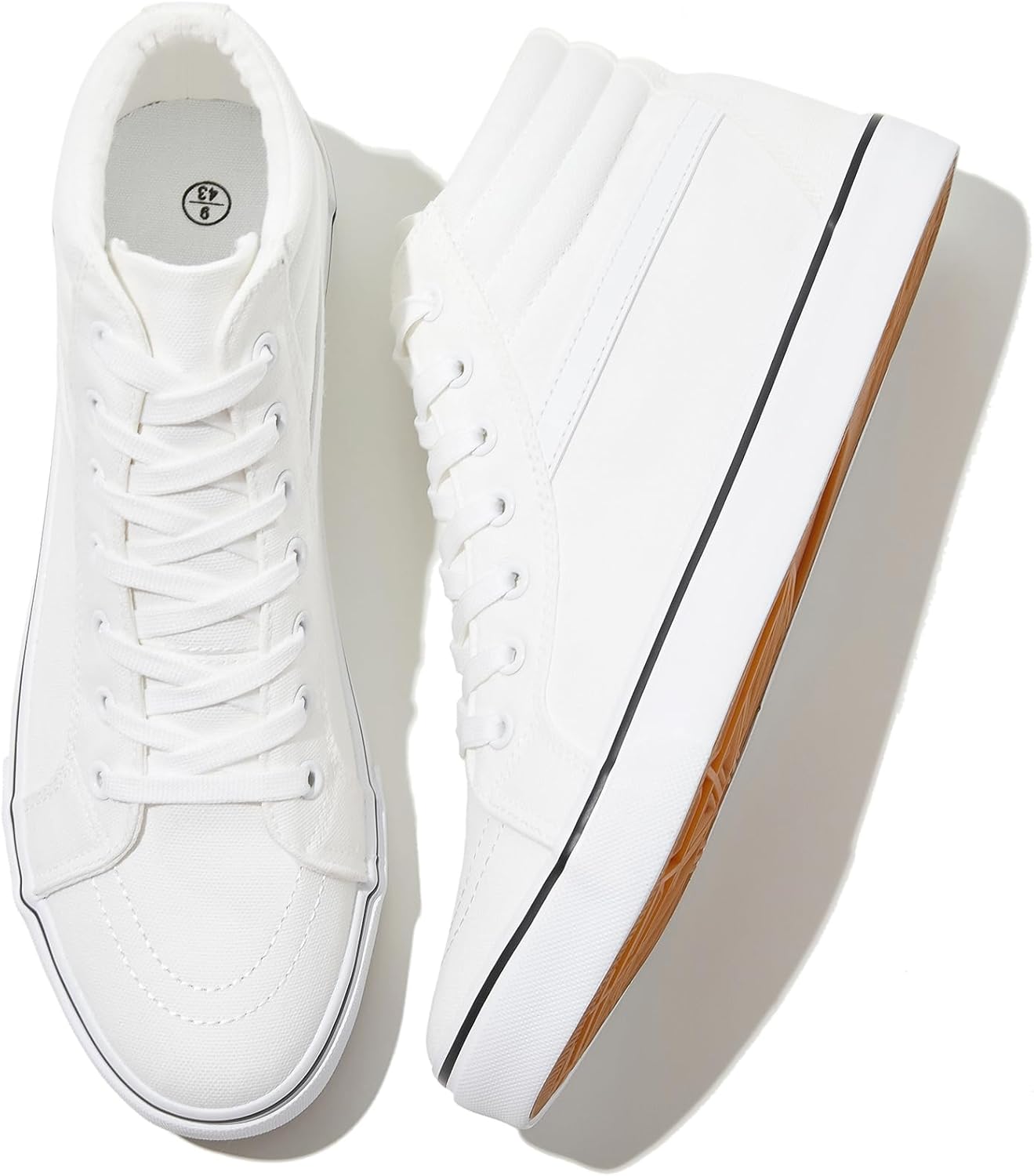 Men White Canvas Shoes High-Top Canvas Sneakers for Men Casual Tennis Shoes Classic Lace-UP Walking Shoes Skate Shoes