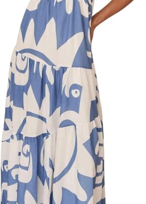 Women Boho Maxi Dress Printed Tiered Ruffle Flowy Sundress Summer Afternoon Tea Dresses