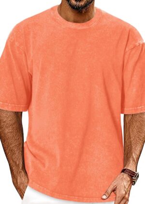 Oversized Tshirts for Men Short Sleeve Vintage Washed Basic Loose Tees