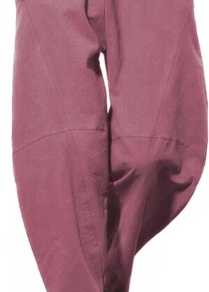 Men Casual Cotton Linen Pants Elastic Waist Drawstring Beach Summer Lightweight Trousers