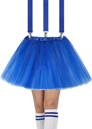 3 Pcs Women Tutu Costume, 5 Layered Tulle Tutu Skirt Y Back Adjustable Elastic Straps Striped Socks