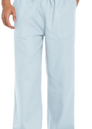 Men Casual Linen Pants Elastic Waist Linen Pants Drawstring Summer Beach Yoga Linen Trouser