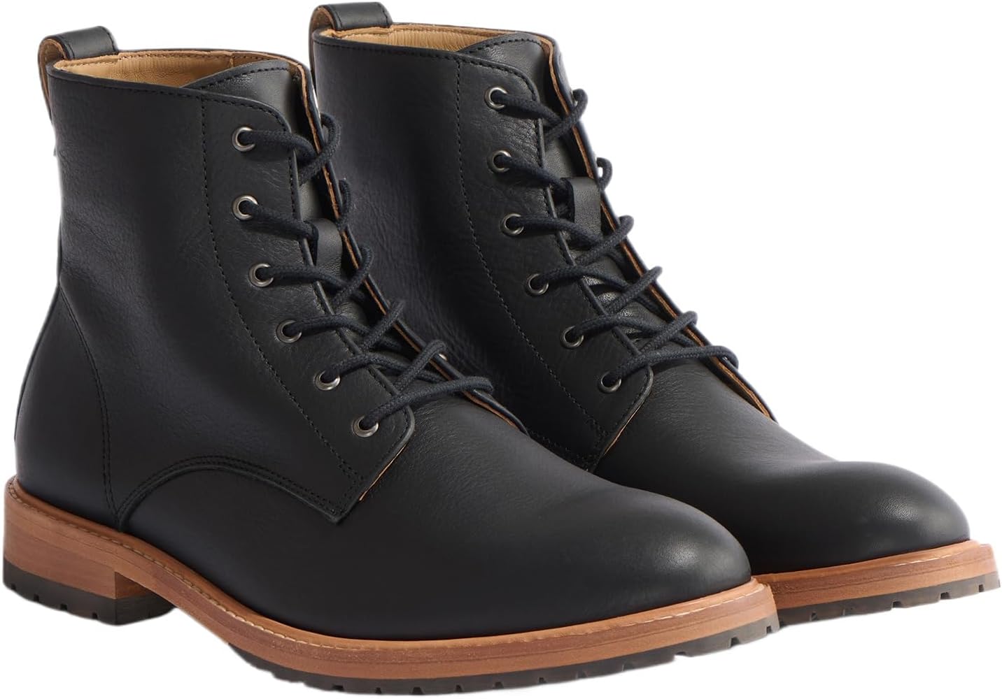 Men's Martin All-Weather Boots, Water-Resistant Leather Upper, Cushioned Memory Foam Insole for Comfort, Rubber Lug Sole Saver for Traction, True to Size