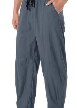 Men's Linen Cotton Loose Fit Casual Lightweight Elastic Waist Summer Beach Pants