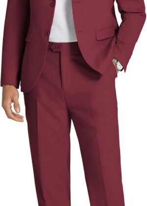 Men 2 Piece Linen Cotton Suits Set Casual Linen Lightweight Suit Summer Beach Wedding