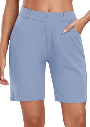 Women Bermuda Shorts Work Casual 8" Stretchy Golf Walking Shorts Knee Length