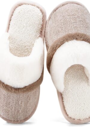 Cozy Slippers for Women Indoor and Outdoor Fuzzy House Shoes with Memory Foam Anti-Skid Sole Gifts for Women Mom Ladies