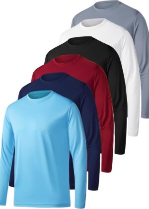 6 Pack Long Sleeve Shirts for Men Moisture Wicking Sun Protection Tee Shirts Workout T Shirts Casual