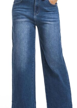 Women High Waisted Stretchy Jeans - Wide Leg, Baggy, Loose, Trendy Jeans for Women