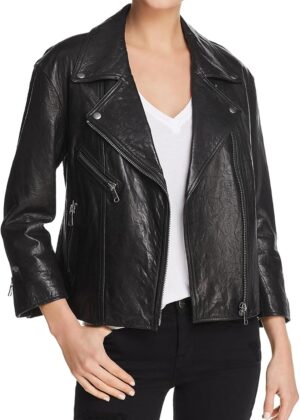 Women  Leather Jacket, Black, Small