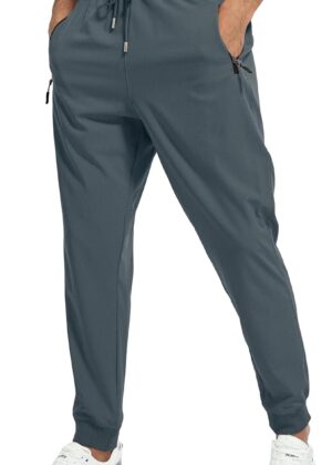 Men's Lightweight Joggers Pants Quick Dry Workout Track Running Gym Athletic Pants with 3 Zipper Pockets