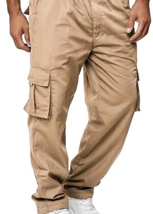 Men's Cargo Pants with Pockets Cotton Hiking Sweatpants Casual Athletic Jogger s Outdoor Trousers Relaxed Fit