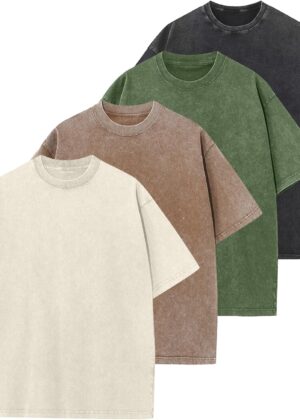 Men Oversized Cotton T-Shirts Loose Fit Vintage Washed Tee Unisex Short Sleeve Casual Shirts Tops