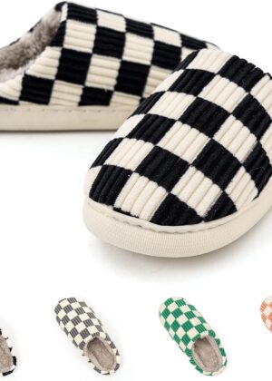 House Slippers for Women,Fuzzy men Slippers,Casual House Shoes Memory Foam Women Slippers Outdoor Indoor Warm Plush Bedroom Shoes with Faux Fur Lining