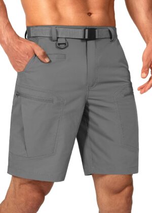 Men Cargo Hiking Shorts Water Resistant Quick Dry Lightweight Breathable Tactical Shorts with Nylon Belt