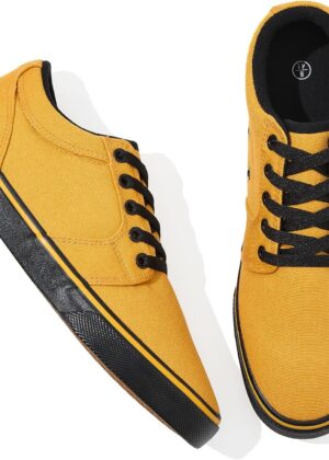 Men's Canvas Black Casual Shoes Sneakers Low Top Lace Up Walking Shoes Sneakers for Men