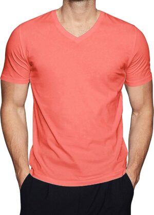 Men Active V Neck T-Shirts Gym Workout Dance Slim Fit Shirts
