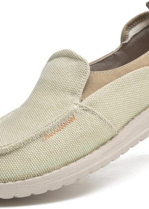 Men Slip De Shoes Casual Canvas Loafers Slip-s Hands Free Comfortable Stretch Flat Boat Shoes