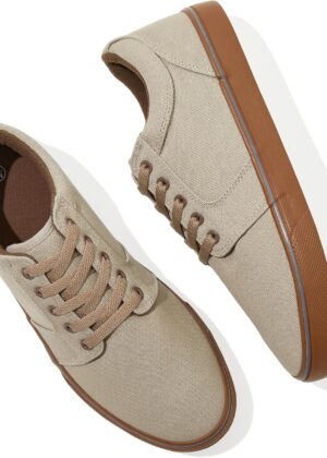 Men White Casual Shoes Sneakers for Men Low Top Lace Up Canvas Shoes