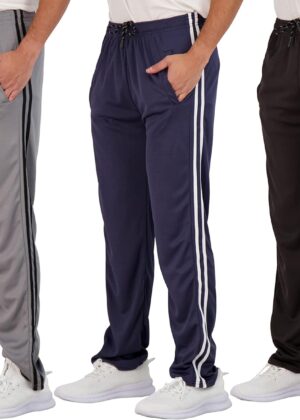 3 Pack: Men's Mesh Athletic Gym Workout Lounge Open Bottom Sweatpants with Pockets (Available in Big & Tall)