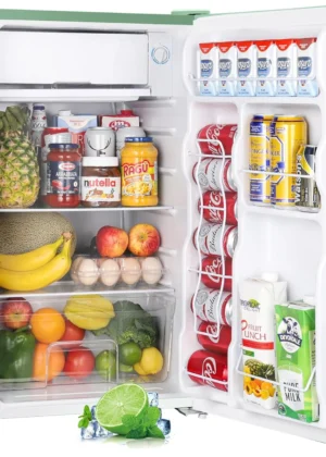 3.2 Cu.Ft Mini Fridge with Freezer – Single Door Compact Refrigerator for Dorm, Bedroom, or Office – Adjustable Thermostat, Black