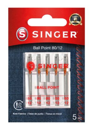 SINGER 80/12 Ball Point Sewing Machine Needles 5pk