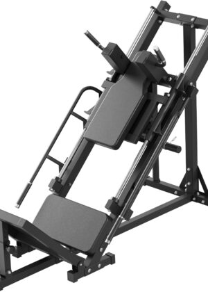 Leg Press Hack Squat Machine, 1100lb Capacity, Plate Loaded, Black