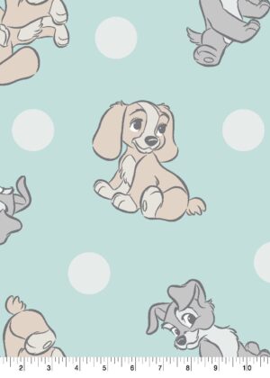Lady and the Tramp Fleece Fabric White Dot