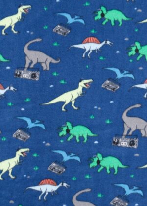 Cool Dinosaurs on Blue Anti Pill Fleece Fabric