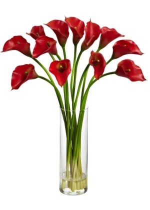 Nearly Natural 20 Red Calla Lily Silk Flower Arrangement